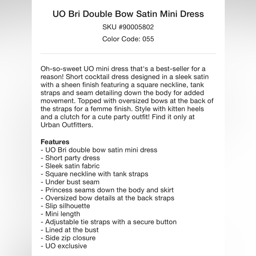 UO Bri Double Bow Satin Mini Dress - Lavender - Picture 7 of 7